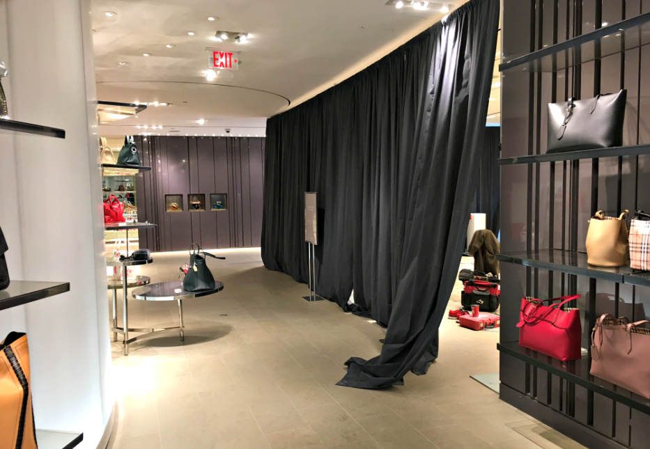 (Under wraps: a new Loro Piana accessories boutique will be opening soon on the ground floor of Holt's at 50 Bloor Street West. Loro Piana also recently opened a concession at Holt's Yorkdale and, soon, in Vancouver. Photo: Craig Patterson)&nbsp;