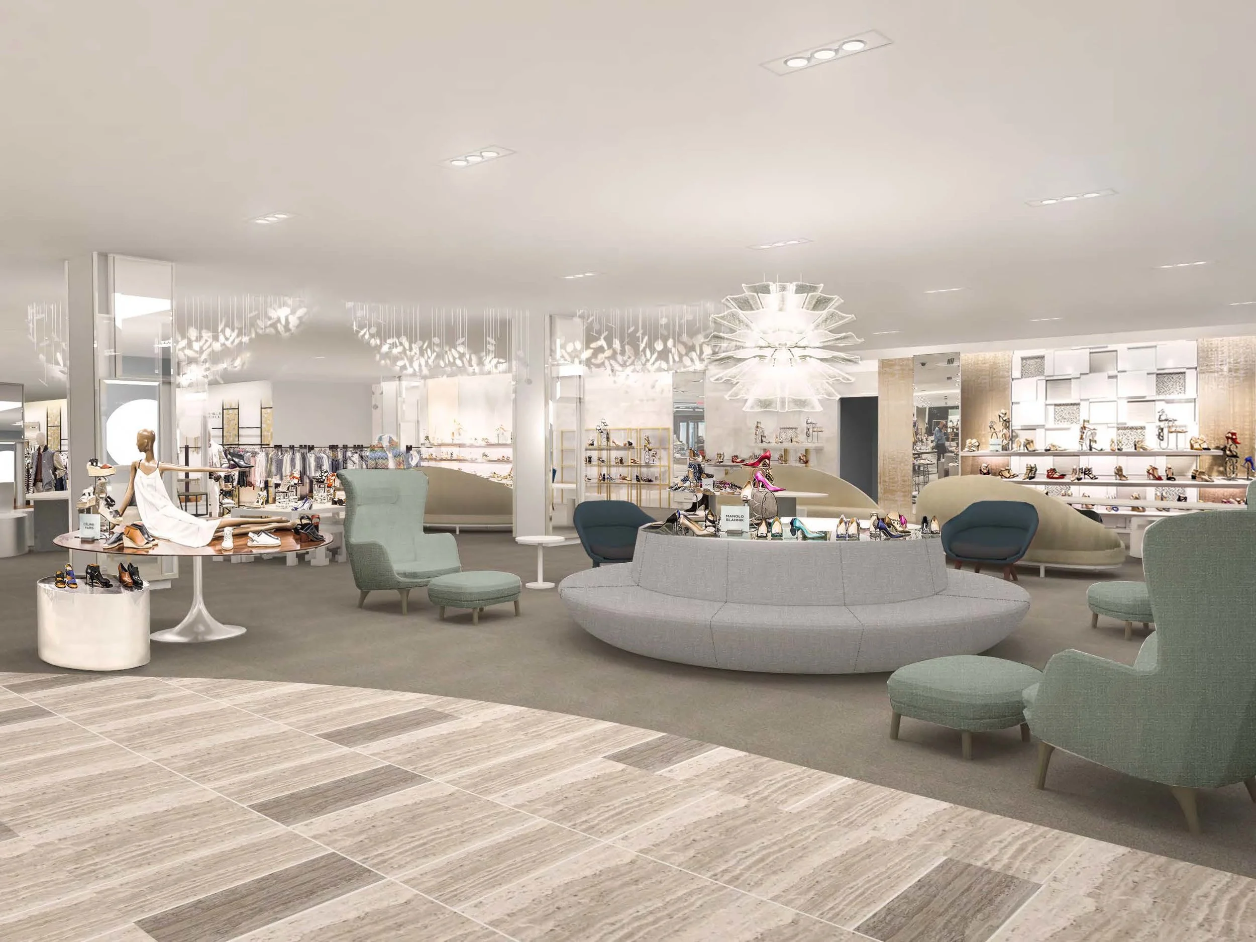 (Women's shoe salon, called '10022-Shoes'. The Toronto Queen Street department is 8,500 square feet)