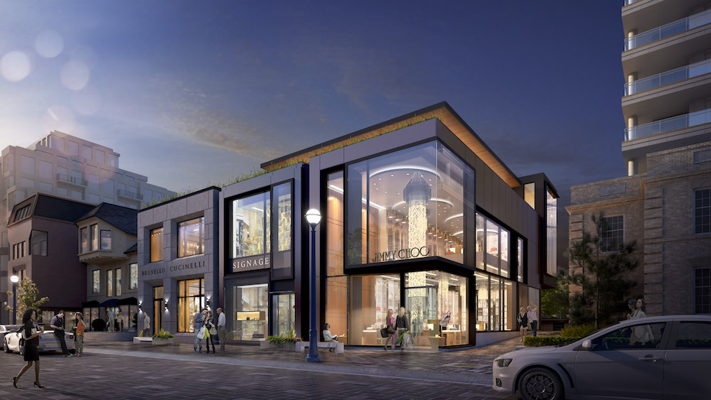 (Looking past Jimmy Choo towards the new Cucinelli flagship. Chanel, which opens on Friday this week, is located to the right. Image: First Capital Realty) 