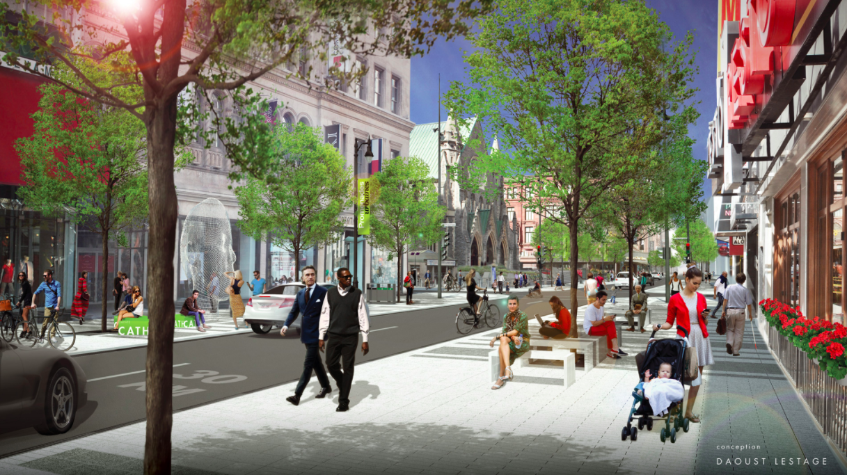 (Montreal's ste-catherine St. W. is going to be seeing some big changes over the next few years, including new streetscape and heated sidewalks) 