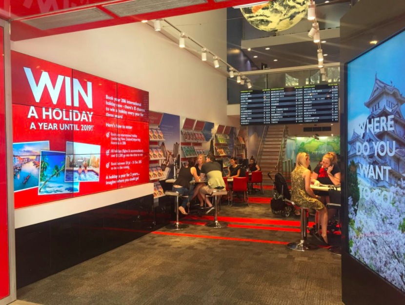 (Digital screens in a Flight Centre location. Photo: Scala)&nbsp;