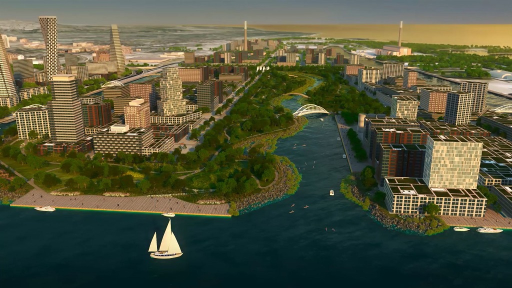 (A futuristic view of Toronto's Port lands) 