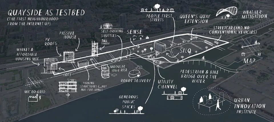 (A notional map of the Quayside neighbourhood, image courtesy of Sidewalk Toronto)