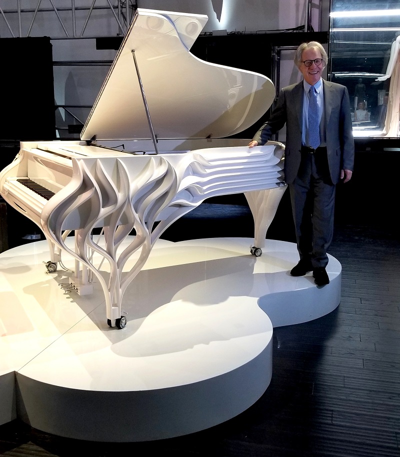 Paolo Fazioli with The Butterfly piano. Photo: Helen Siwak