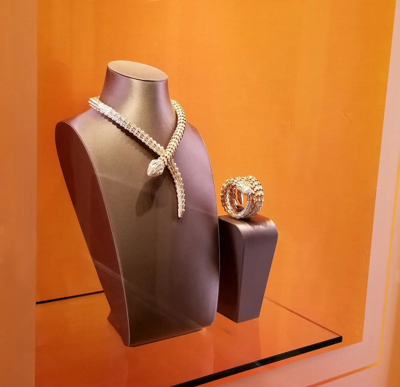 [The 'Serpenti' necklace in this photo retails for about $500,000. Photo: Helen Siwak]