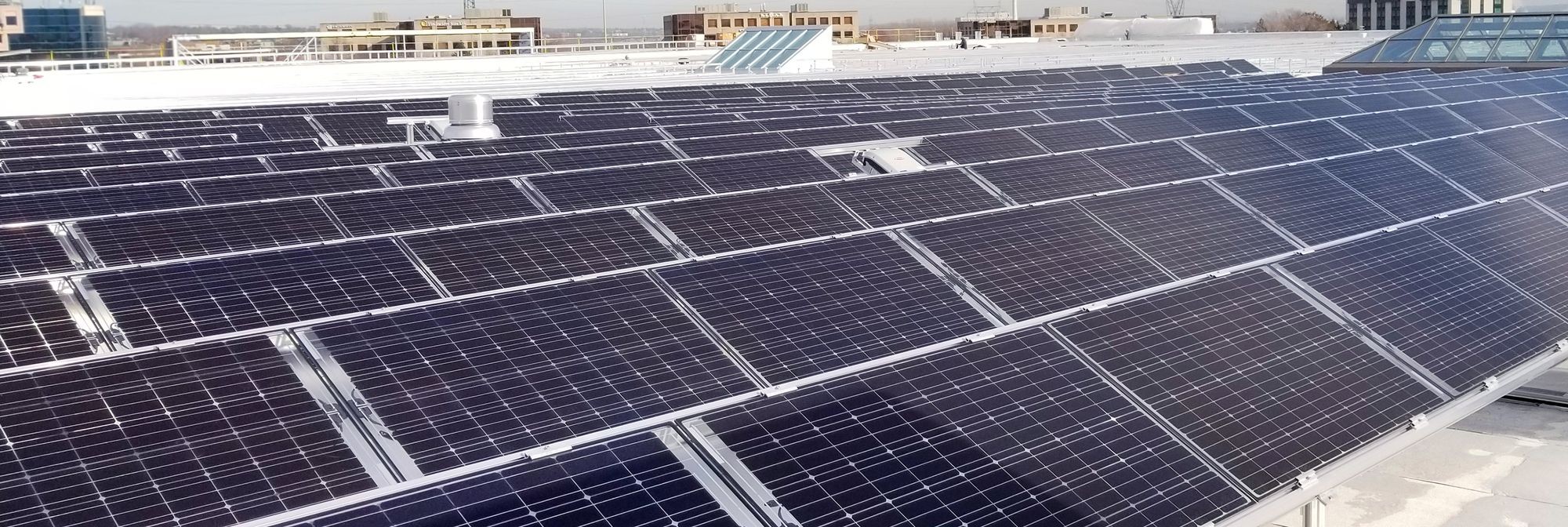 (Solar panels on the roof of the new store) 