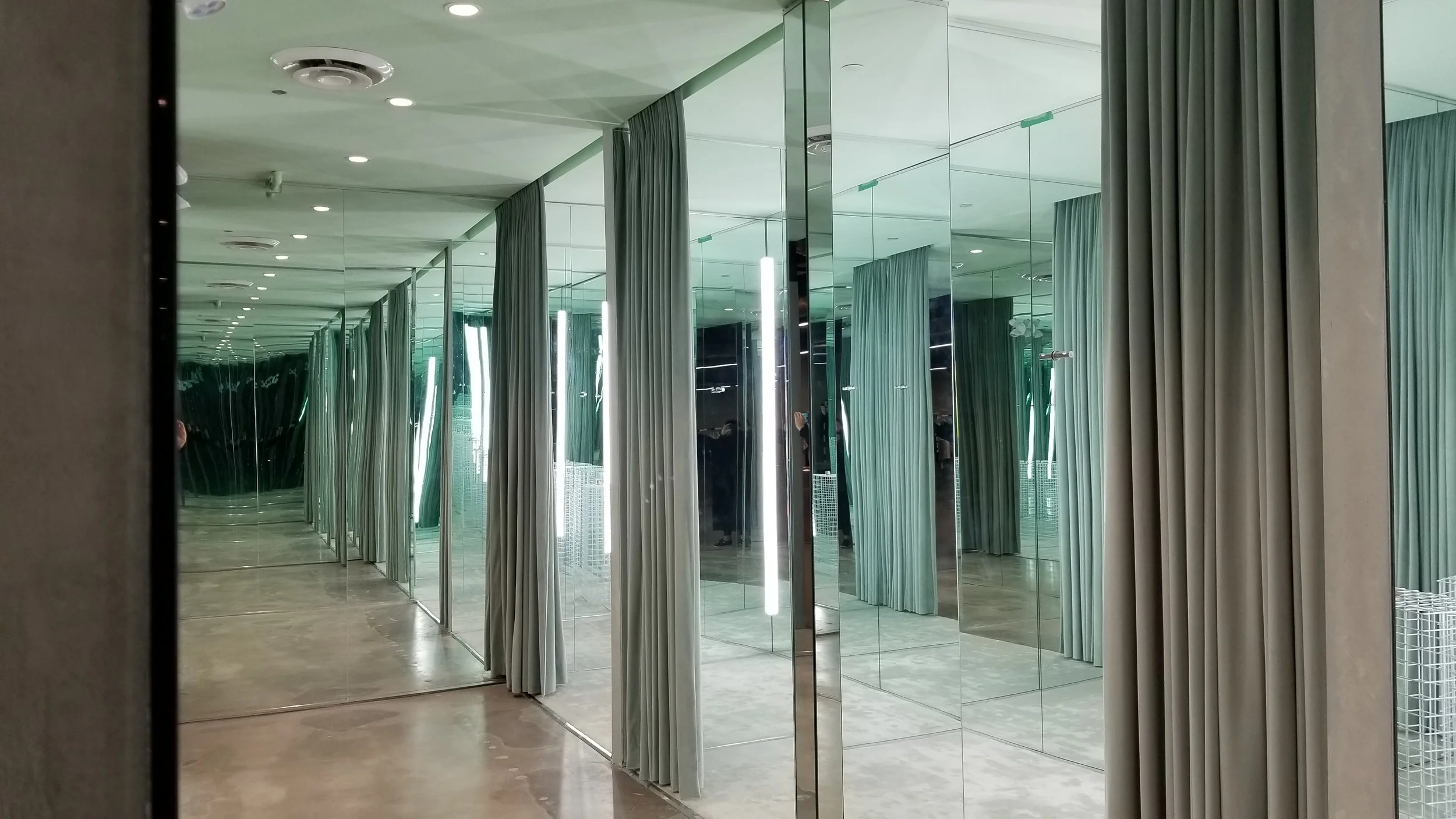 [Dressing Room area with mint green curtains. Photo: Helen Siwak]