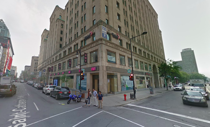Canada Goose will be a game changer when it will reportedly open an 8,000 square foot store this fall at the Corner of Ste-Catherine Street West and Peel Street, in Montreal. Photo: Google Street View&nbsp;