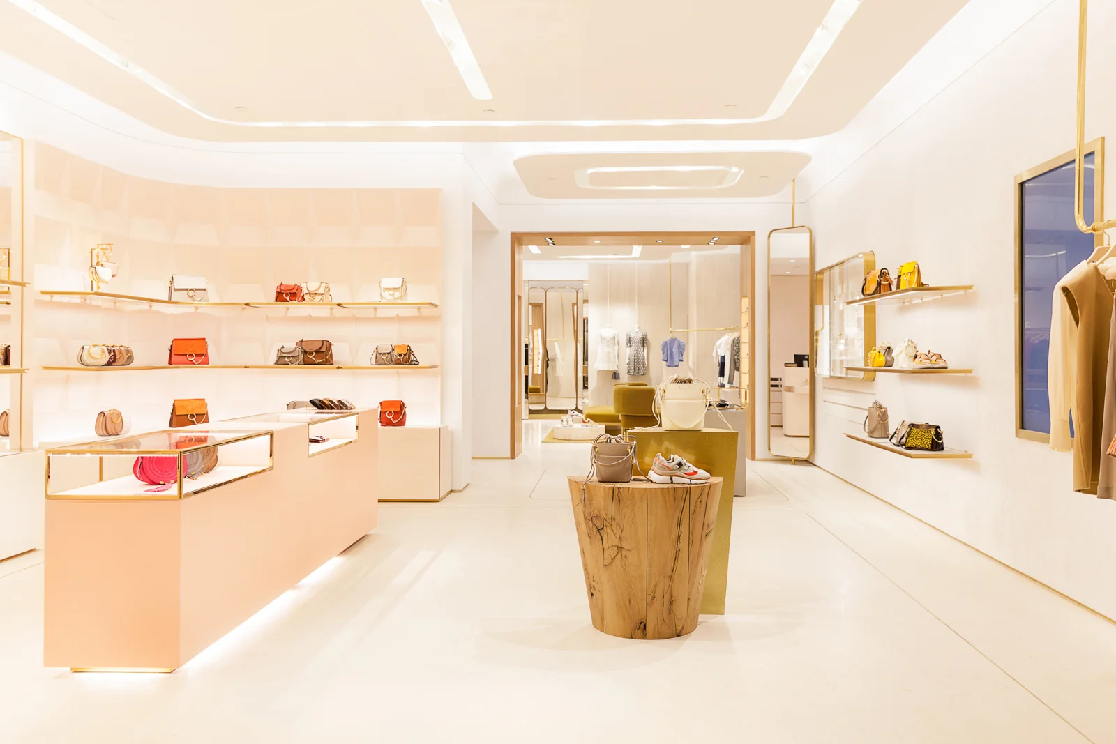 Looking from the front of the store back towards the ready-to-wear salon. 