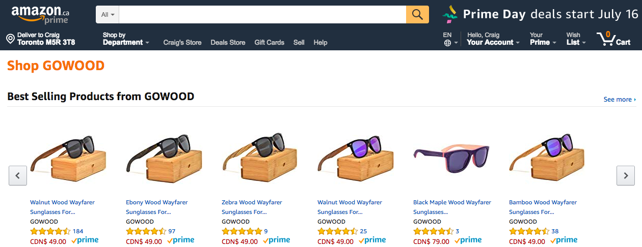 Screen shot from a vendor prior to Prime Day -- come Monday, prices will be reduced. 