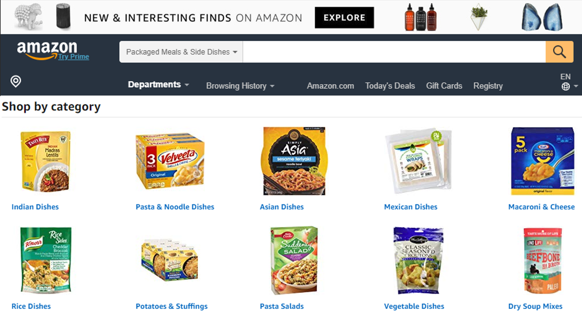 Example of 'Ready-to-Eat' meals from  Amazon.com