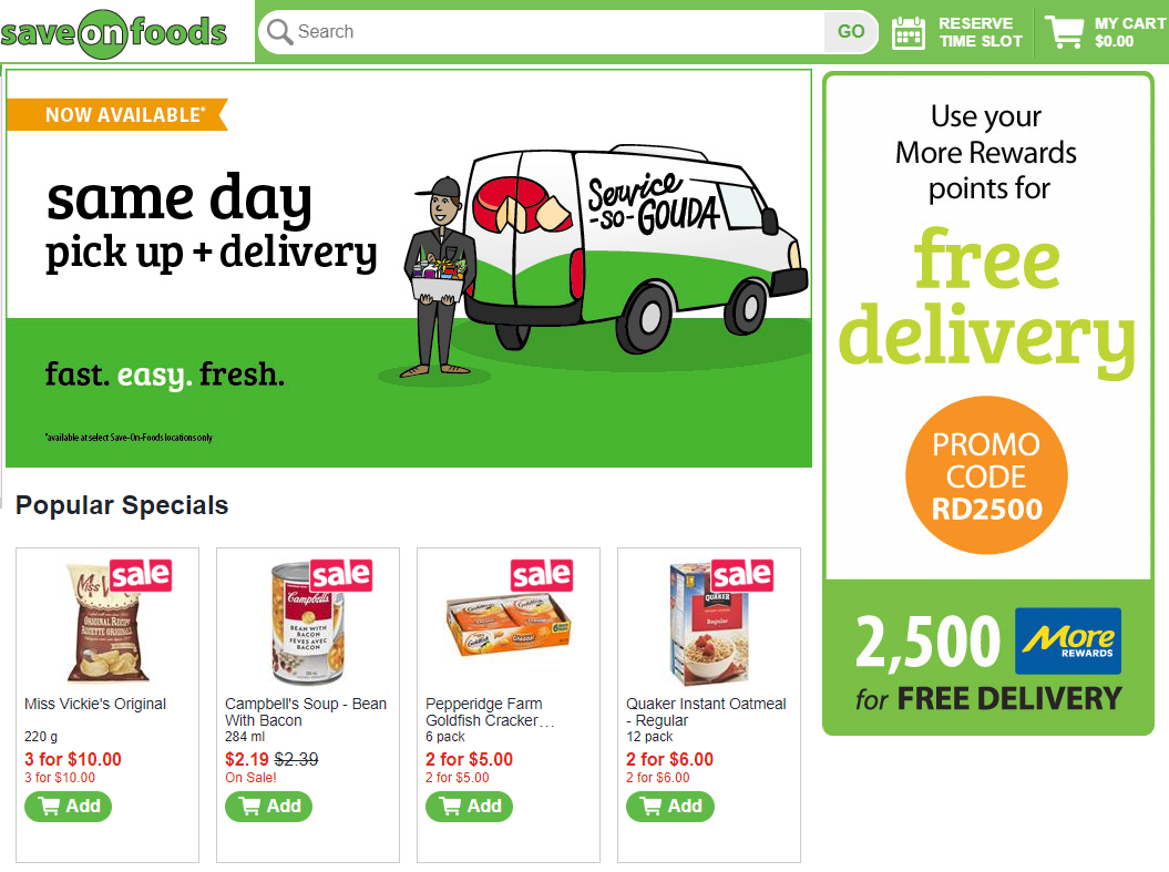 Save on Foods (Overwaitea) online storefront   .