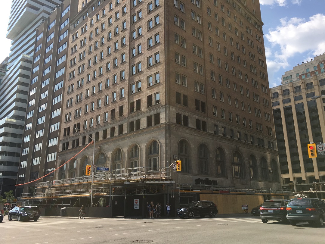 Under Construction: The Park Hyatt at the north east corner of Bloor St. W. and Avenue Road. Oxford Properties is turning this portion of the complex into a luxury residential rental building with expanded retail at its base. Photo: Craig Patterson 