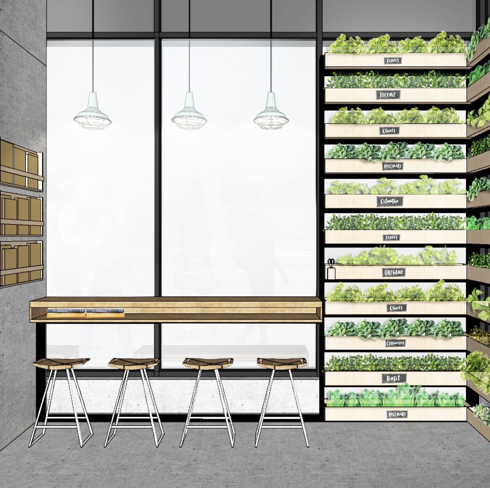 renderings of The Ossington store interiors by @thedesignagency. Photos: Fresh City Farms Facebook