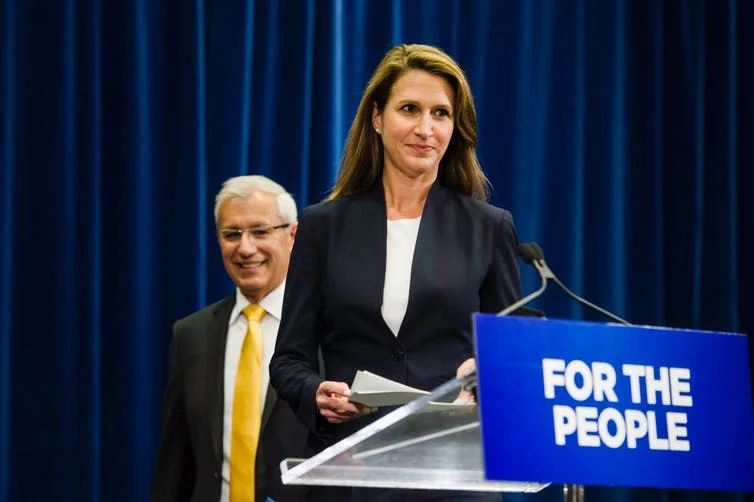 Ontario’s Minister of Finance Vic Fideli and Attorney General Caroline Mulroney announced changes to Ontario’s cannabis retail model in August. THE CANADIAN PRESS/Christopher Katsarov