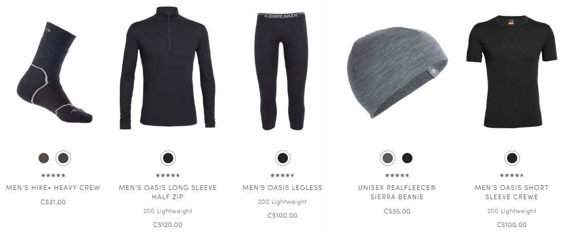 Men’s Apparel. Photo: Icebreaker Website