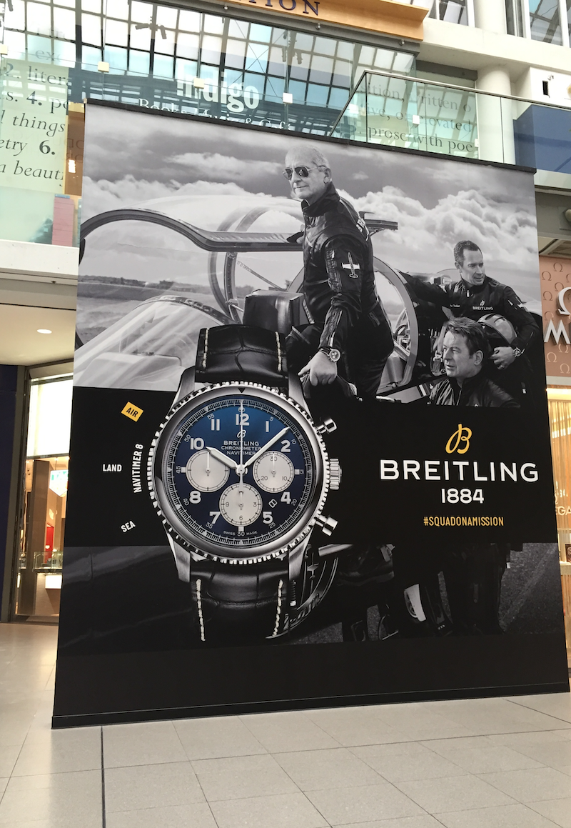 Breitling branded construction signage at CF Toronto Eaton Centre on October 12.