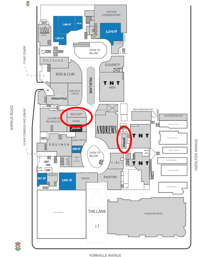 Zappacosta family retail concepts at Yorkville Village. Lease plan: First Capital Realty