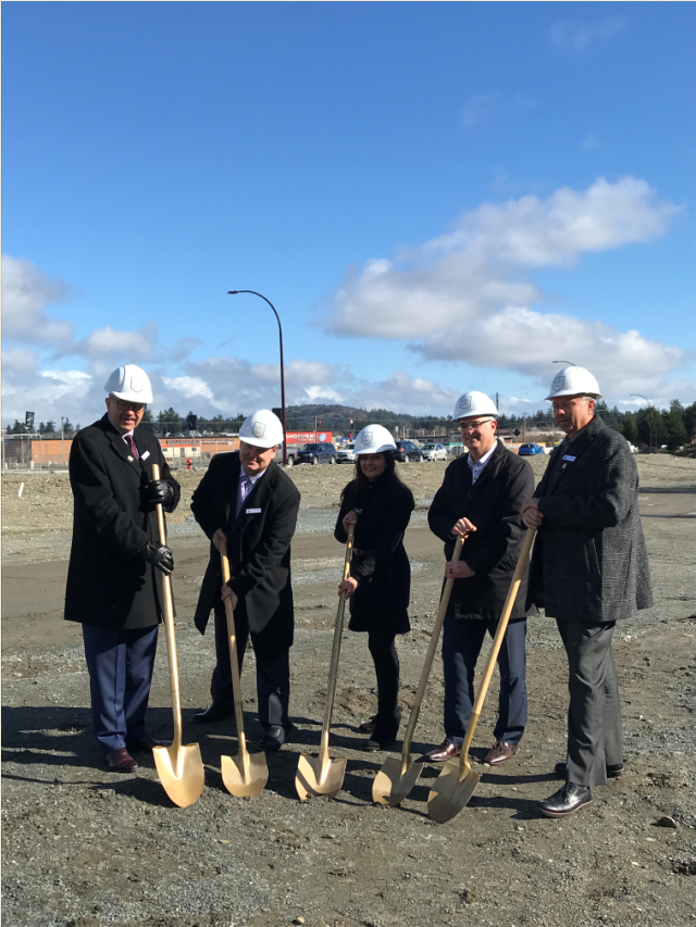 Ledcor ground breaking ceremony on March 1, 2018 for Belmont Residences. Photo: Belmont Market Facebook.