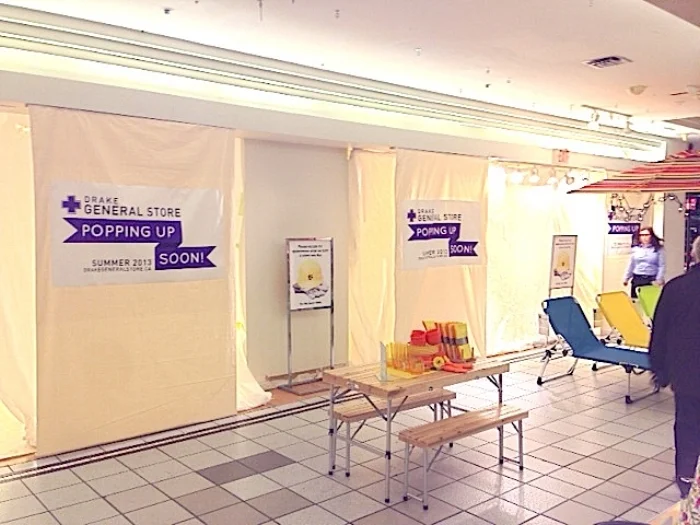 Construction on a pop-up at Hudson’s Bay Queen Street in Toronto in 2013.