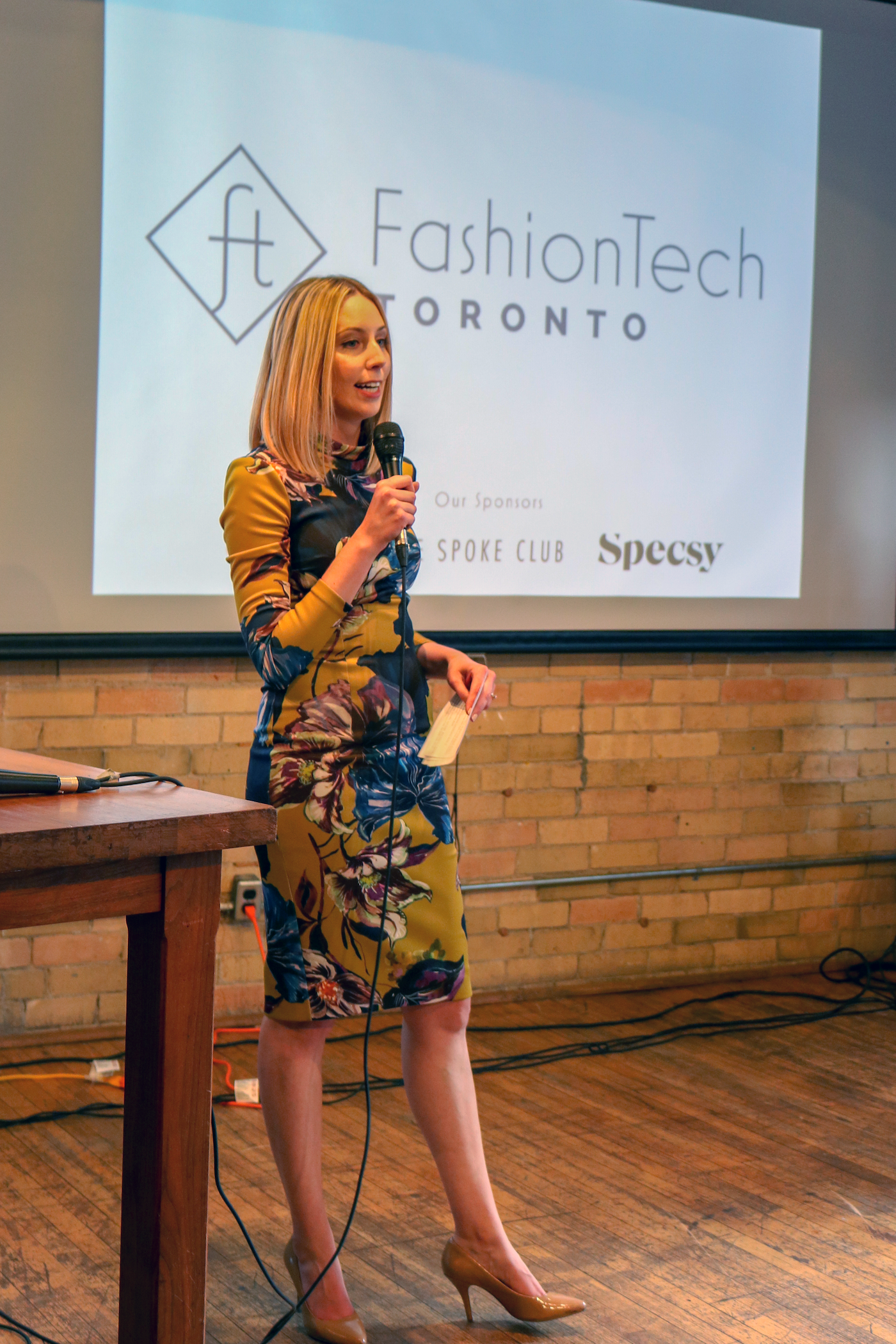 Ashley Barby speaks at a fashiontech event in toronto. Photo supplied.