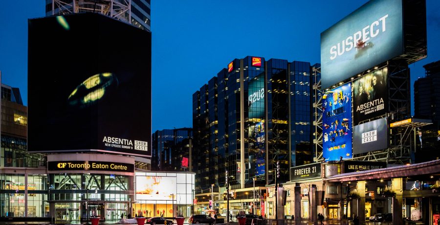 CF Toronto Eaton Centre across Yonge-Dundas Square. Photo: Branded Cities