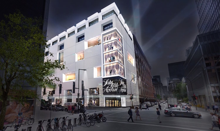 Rendering of the proposed Saks Fifth Avenue store in Montreal. Plans appear to have been shelved. Photo: Hudson’s Bay Company.