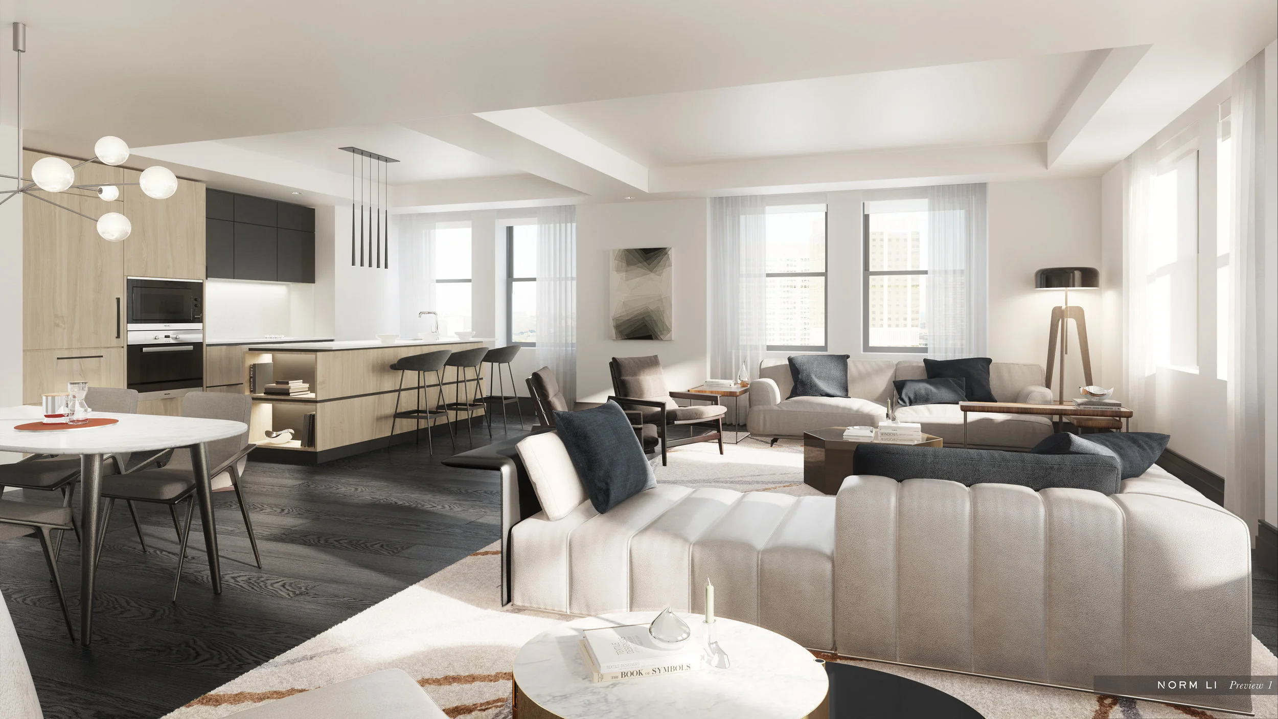 Rendering of an interior of one of the new luxury rental apartments. Image: Oxford PRoperties