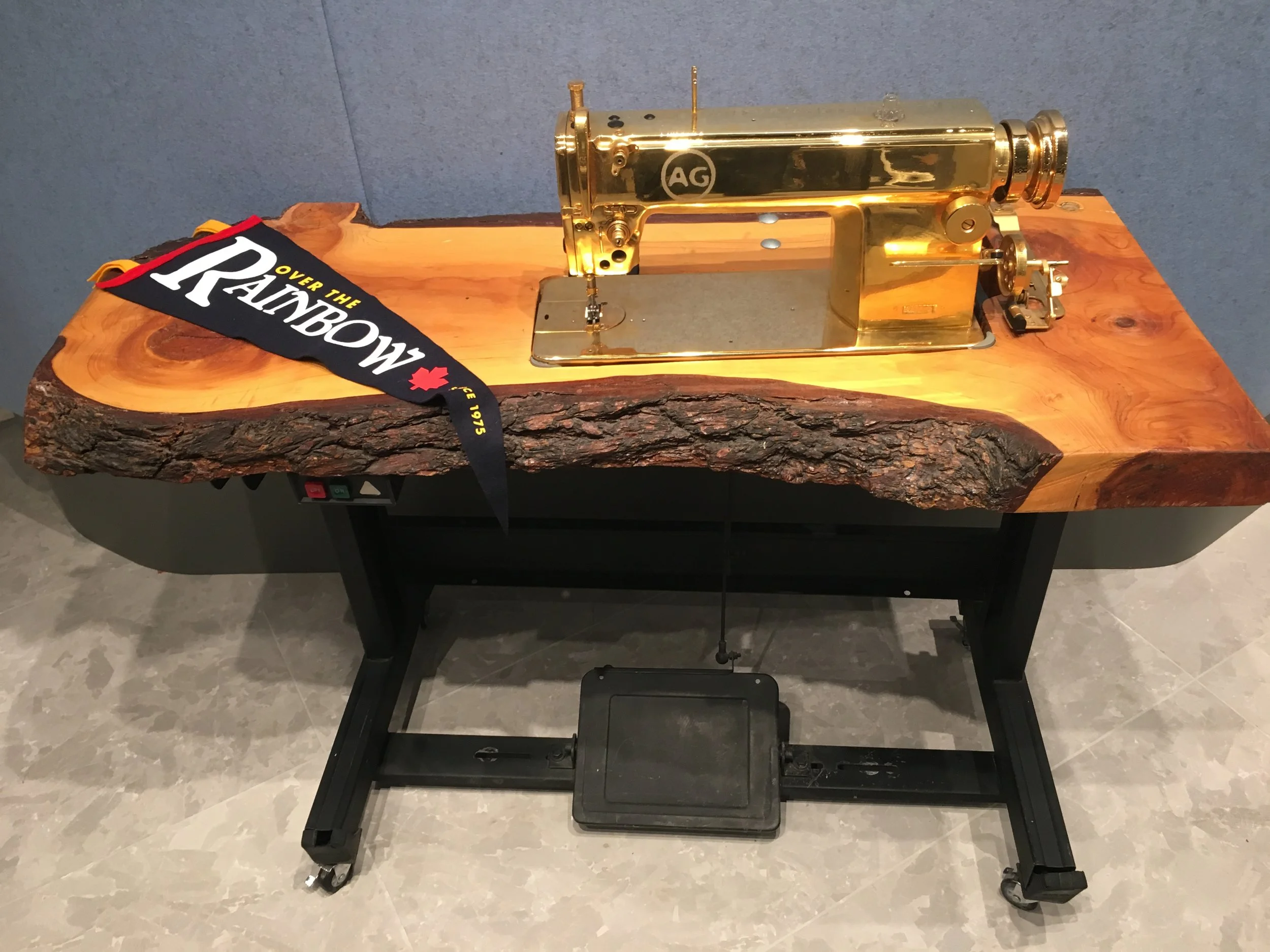 24k gold plated sewing machine, a gift from AG.