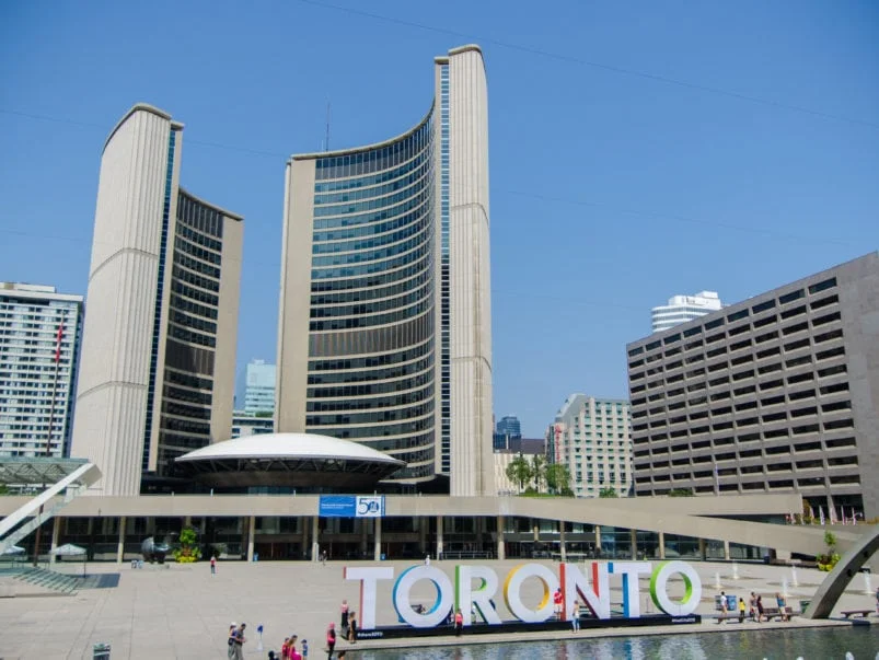 Toronto City Hall: Photograph by Jeff Hitchcock/Flickr