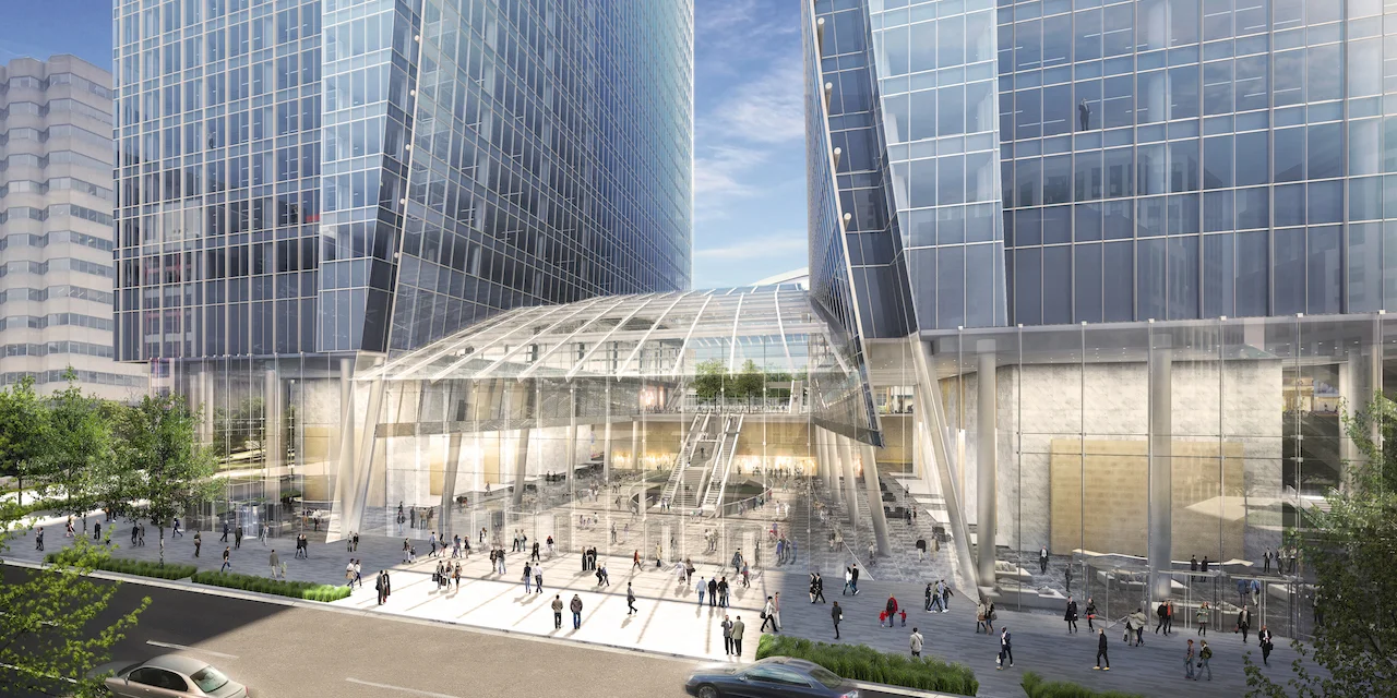 A ‘Winter Garden’ would add north-south connectivity, with retail spaces boasting 20-foot clear ceiling heights. Image: Oxford Properties.
