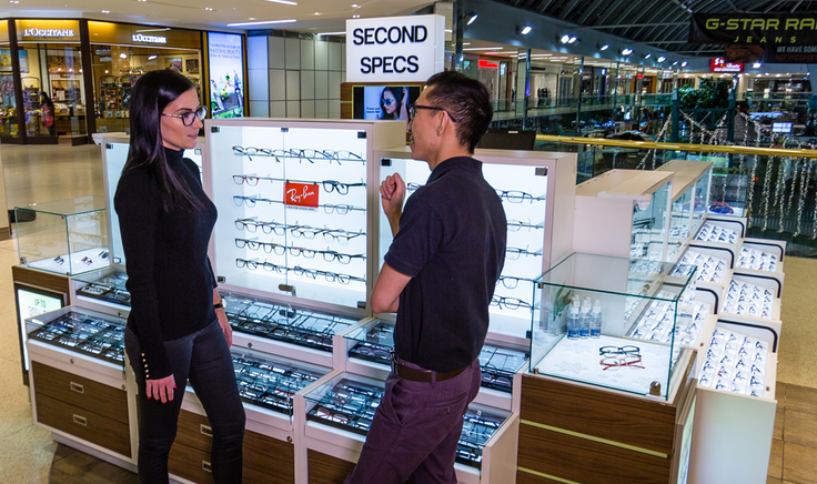 Second specs retail kiosk at West Edmonton Mall. Photo: Second Specs