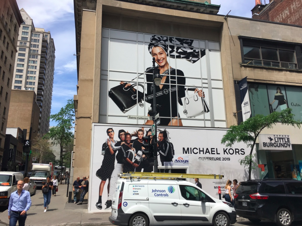 HOARDING AT THE FUTURE MICHAEL KORS MONTREAL FLAGSHIP STORE PHOTO: CRAIG PATTERSON
