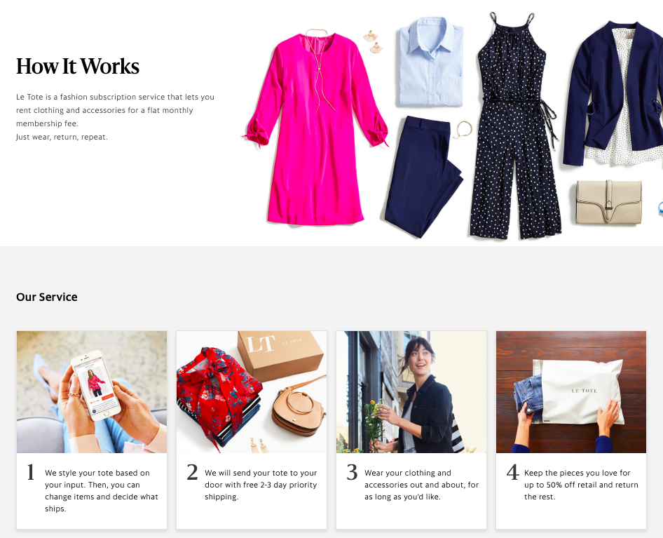 Screen shot of the ‘le tote’ website. The company acquired HBC-owned Lord & Taylor. Canadian Hudson’s Bay stores could also be part of the partnership, according to sources.