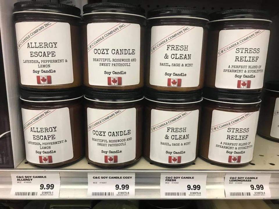 C&C CANDLE COMPANY INC. PRODUCTS AT LONDON DRUGS PHOTO: C&C CANDLE COMPANY INC. VIA FACEBOOK