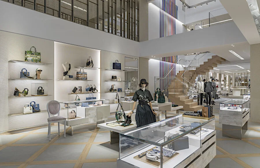 The ground floor women's handbag and accessory area in Dior's new flagship at The Colonnade in Toronto. Photo: Kristen Pelou