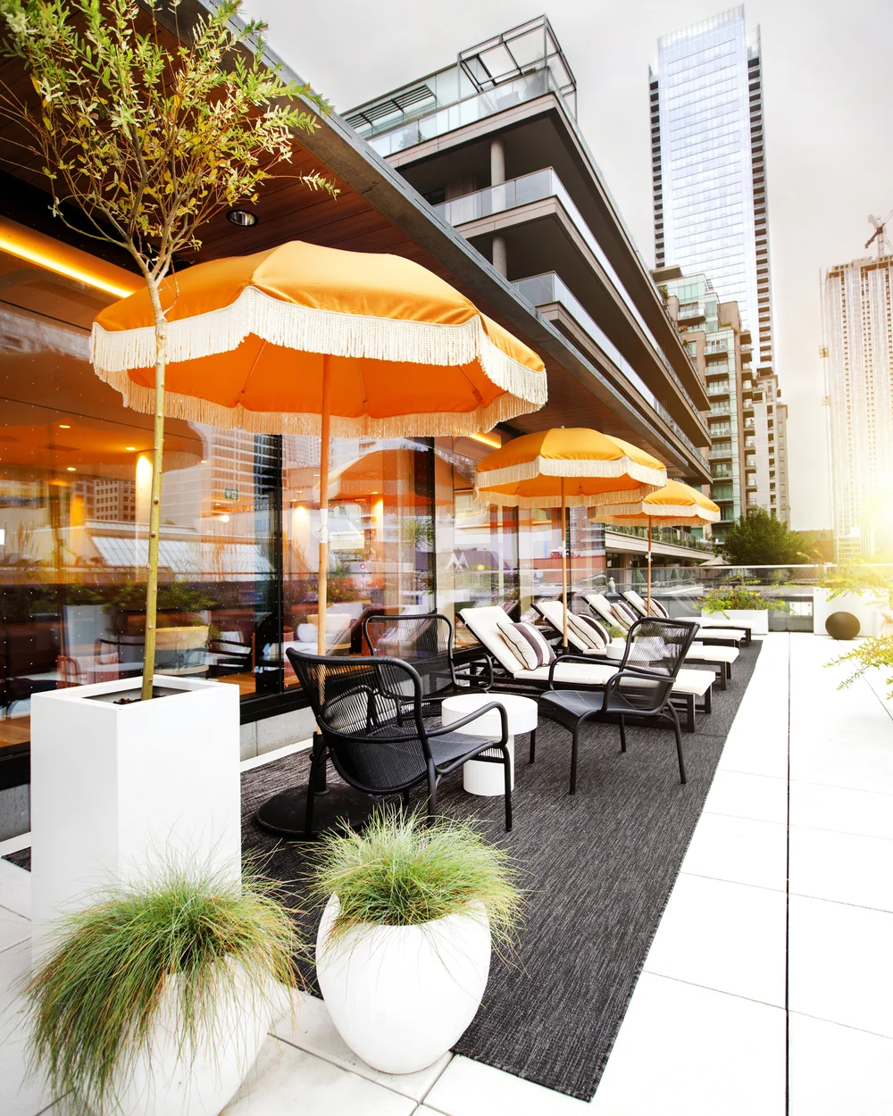 The 800 square foot outdoor terrace overlooking Yorkville Avenue. photo: elaine fancy/Majesty’s Pleasure