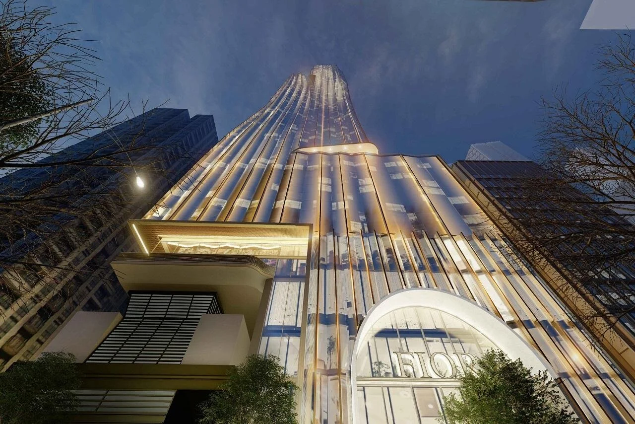 HARRY Rosen’s unique facade is on the left side of the rendering, with a tower above. Image: Giannone Petricone Associates.