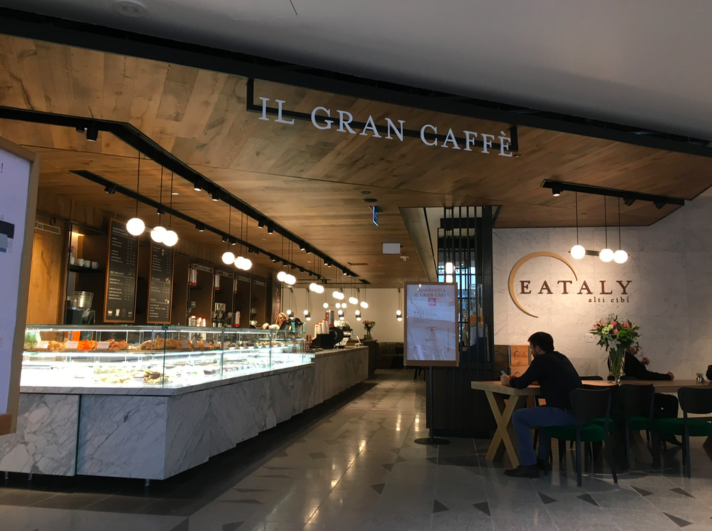 Street level ‘Il Gran Café’ at Eataly Toronto, which is accessed directly from Bloor Street as well as from within the Manulife Centre. Photo: Craig Patterson