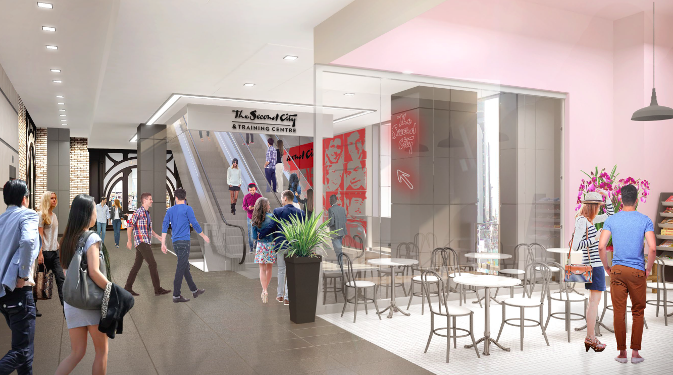 Second level entrance near the Coppa’s grocery store at One York. Image: Menkes