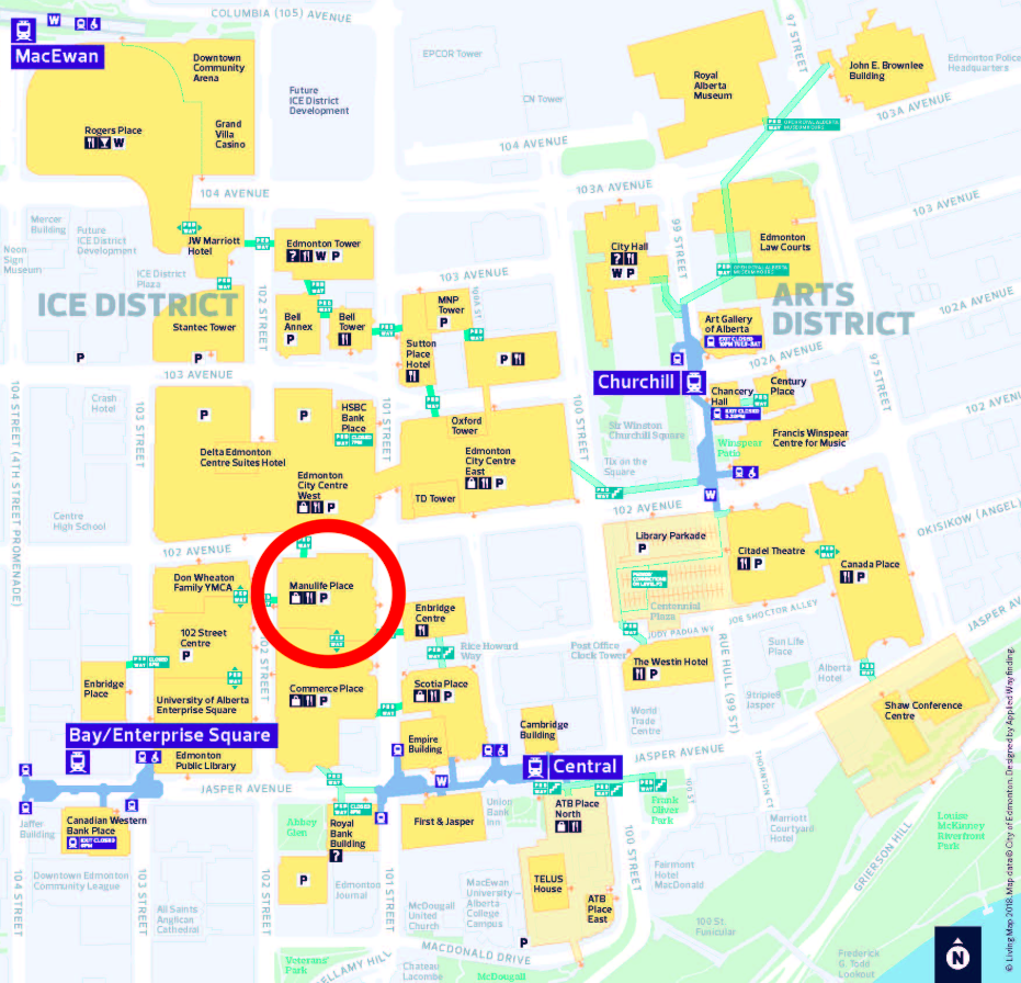 Manulife Place circled in Red. Image: City of Edmonton