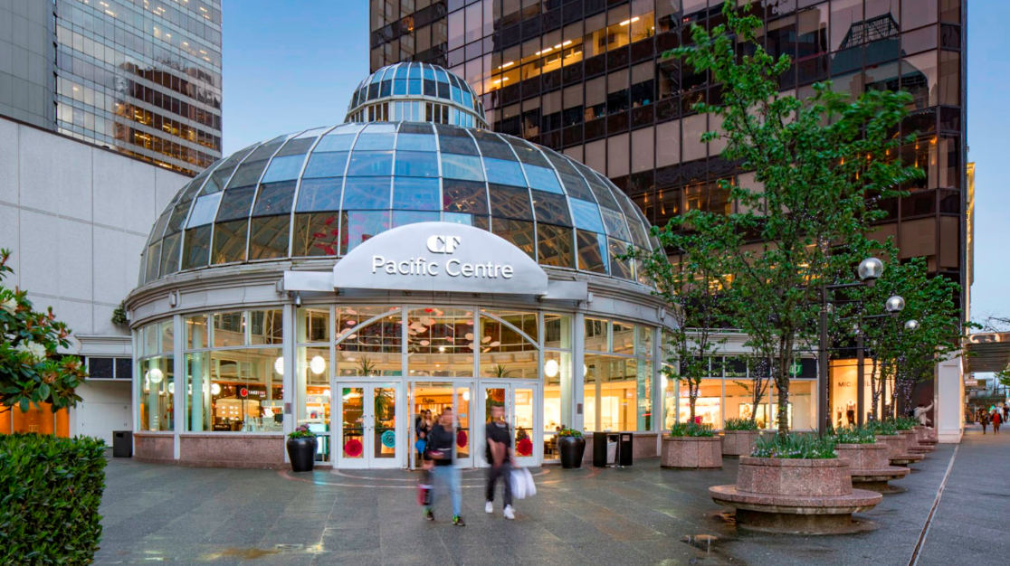 The "igloo" at CF Pacific Centre located next to the Four Seasons Hotel. The glass domed structure will be demolished this year and redeveloped into new retail space. Image: Cadillac Fairview
