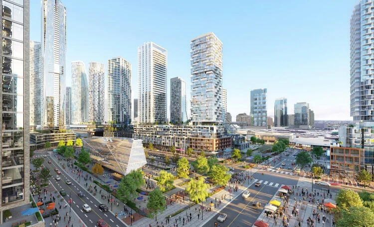 rendering of massive square one mixed-use redevelopment in mississauga. rendering: oxford properties
