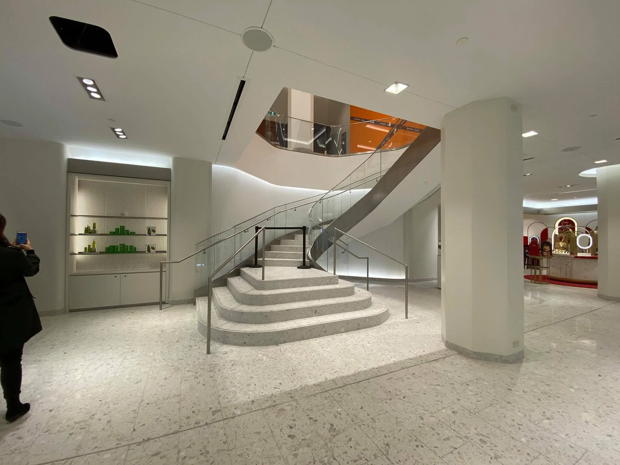 New stairway at at Holt Renfrew Ogilvy. Photo was taken in the beauty hall on the lower level. Photo: Maxime Frechette
