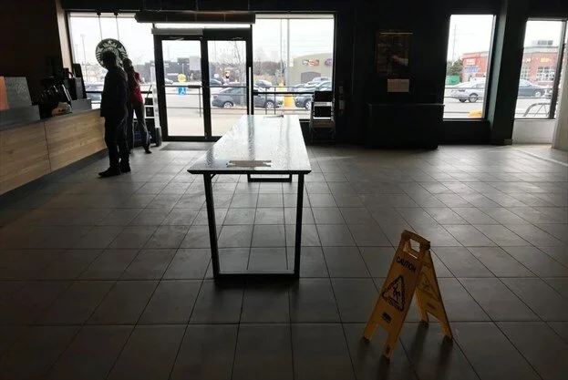 empty starbucks seating area in hamilton. photo: the hamilton spectator