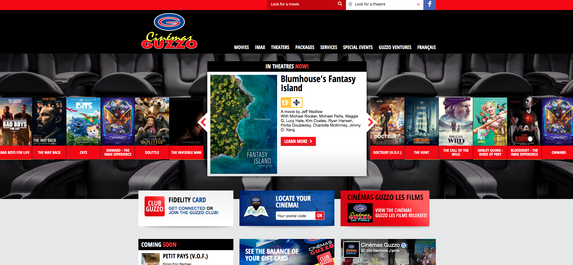 screenshot of guzzo streaming site. image: guzzo cinemas
