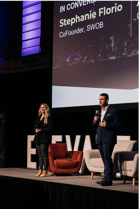 Swob co-founders Stephanie and Alexander Florio speak at the elevate conference in 2019.