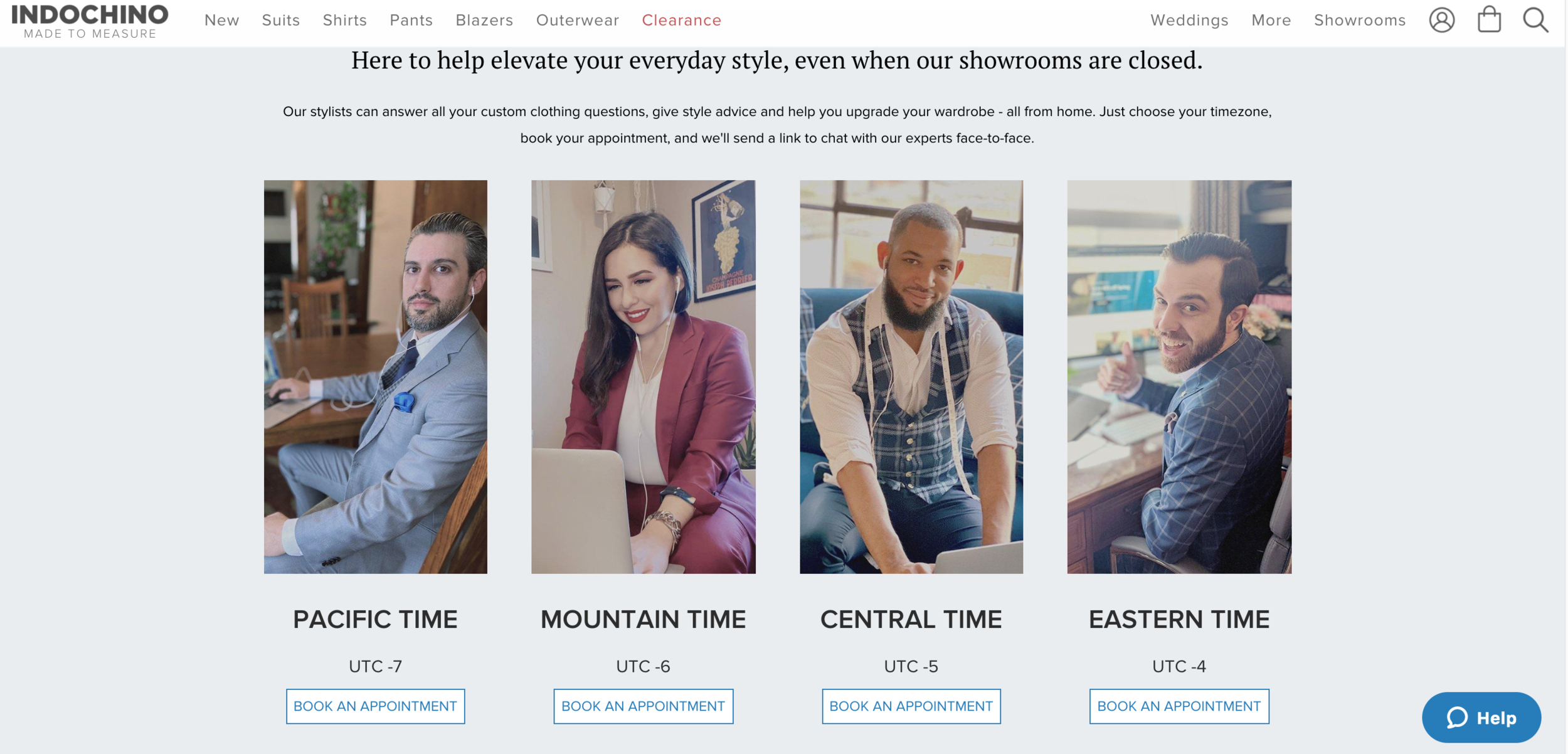 screenshot of indochino’s website