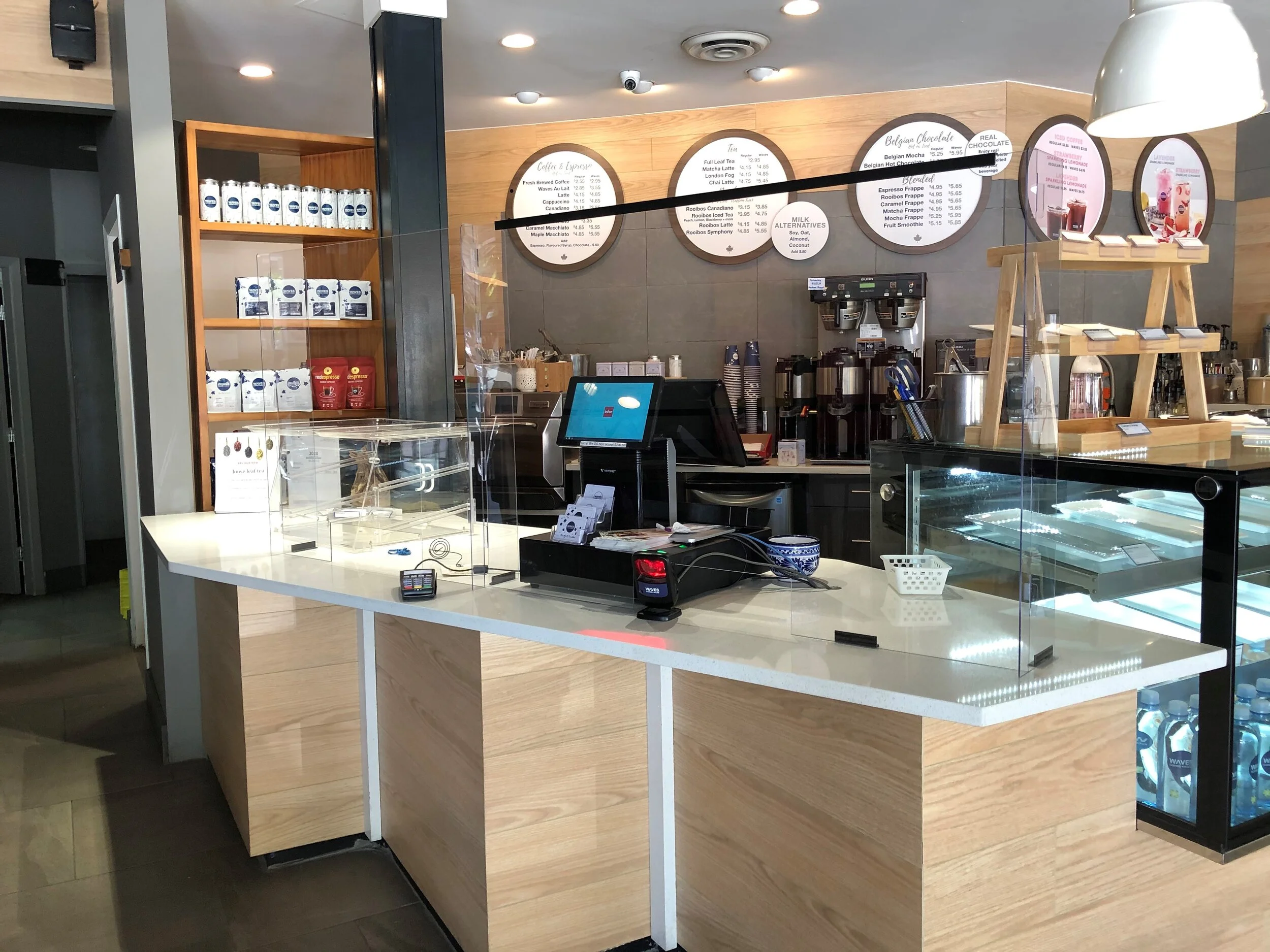 example of plexiglass shield at cafe counter. photo: peregrine