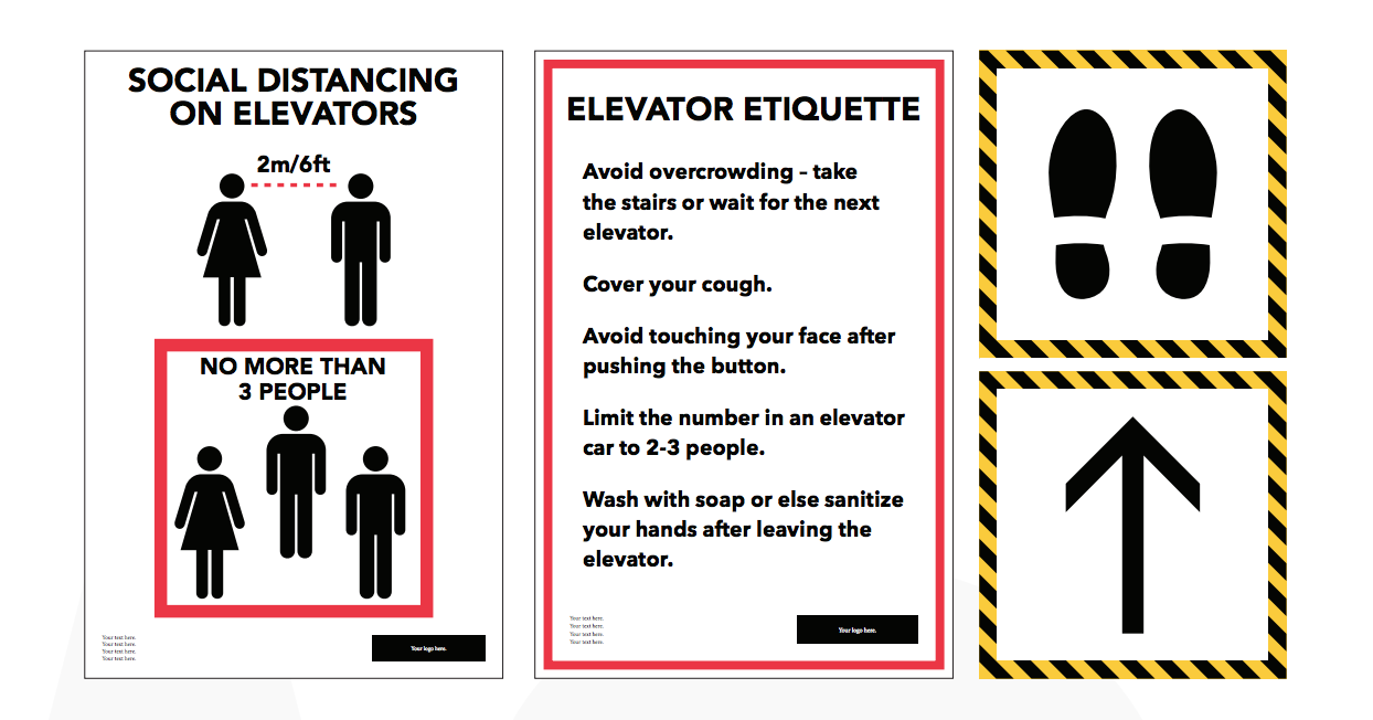 Astley Gilbert can supply signs and decals for your elevators. these pieces are customizable.